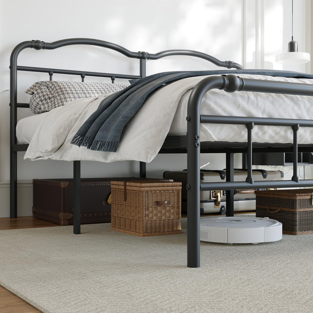 Queen Size 18 Inches Metal Bed Frame with Headboard Z409955