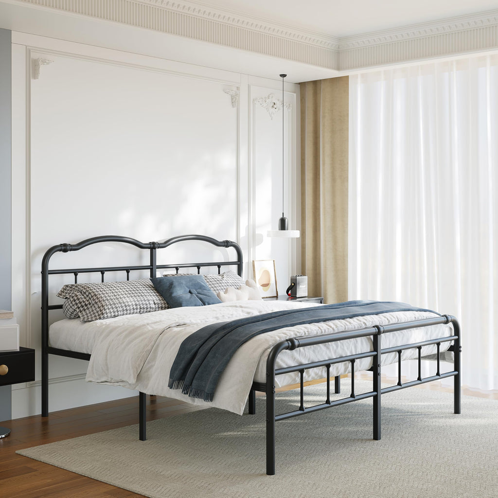 Queen Size 18 Inches Metal Bed Frame with Headboard Z409955