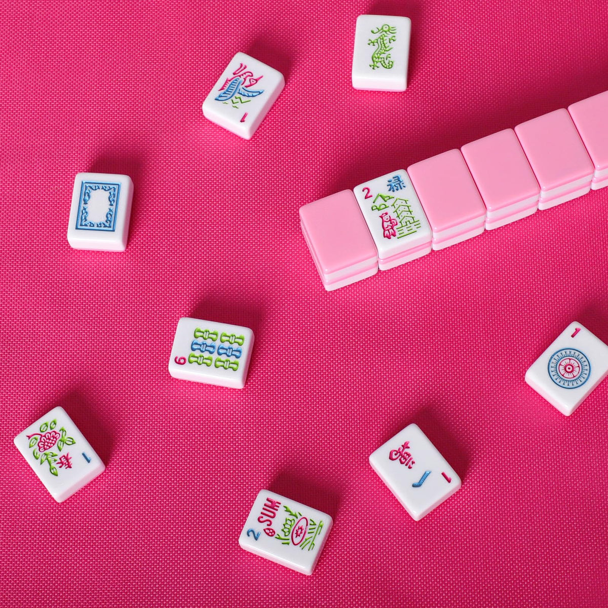 American Mahjong Tile Set, 166 Mahjong Game Set with Pink Color K355807