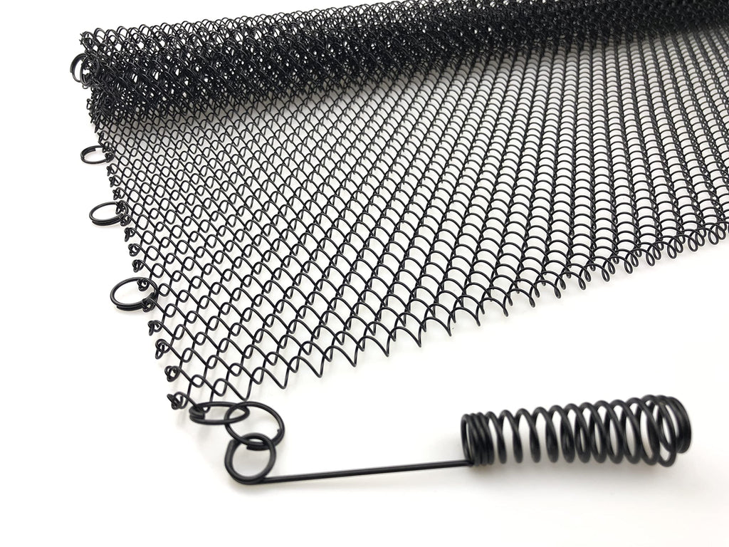 Black Fireplace Mesh Screen Curtain, Two Panels D6256