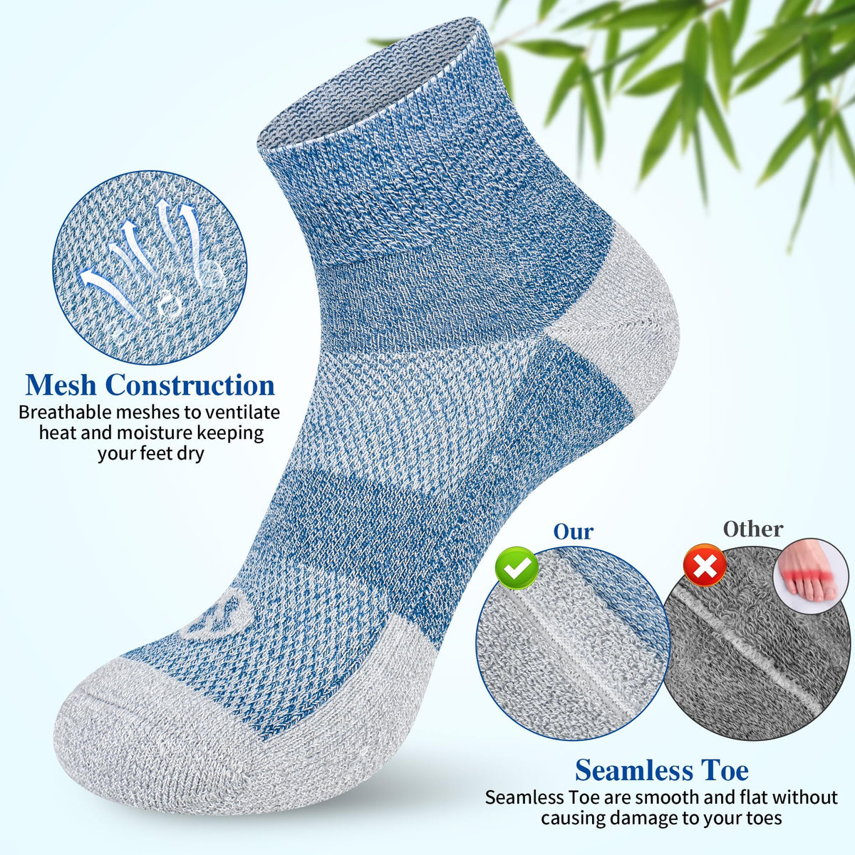 6 Pairs Ankle & 4 Pairs Low Cut Diabetic Socks V58148