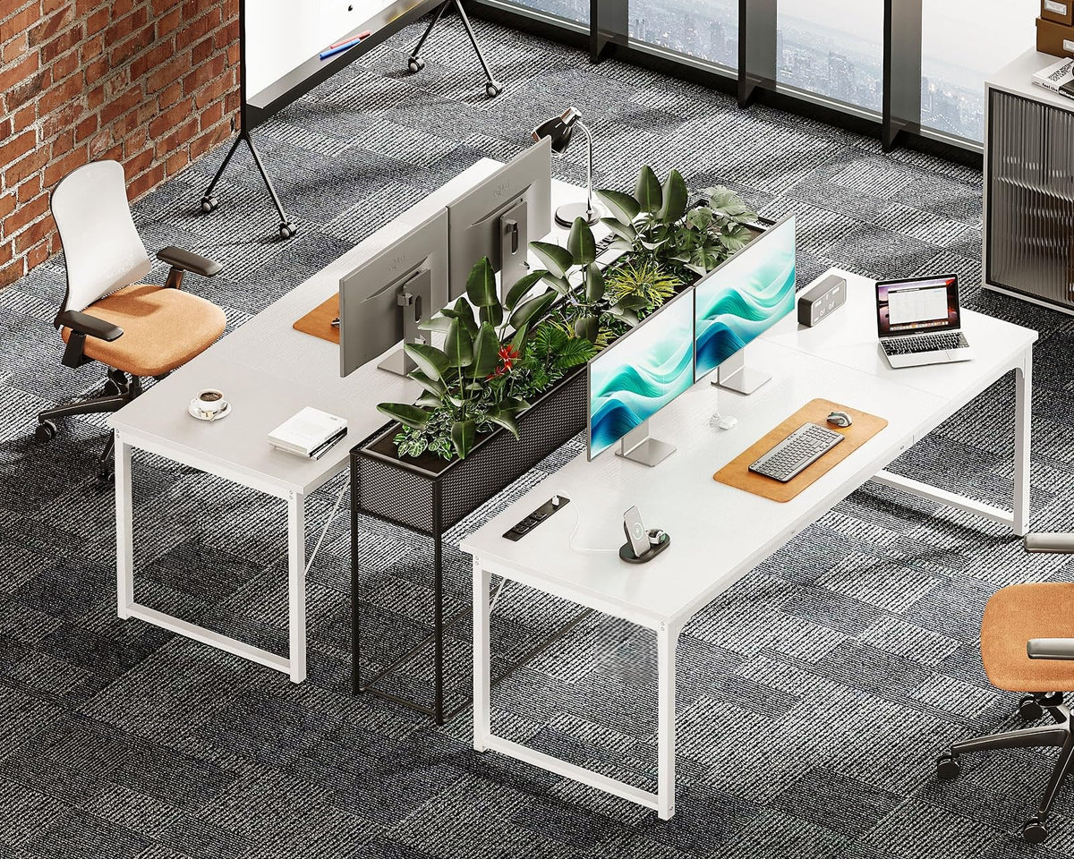 71 Inch White Computer Desk with USB Ports V775746