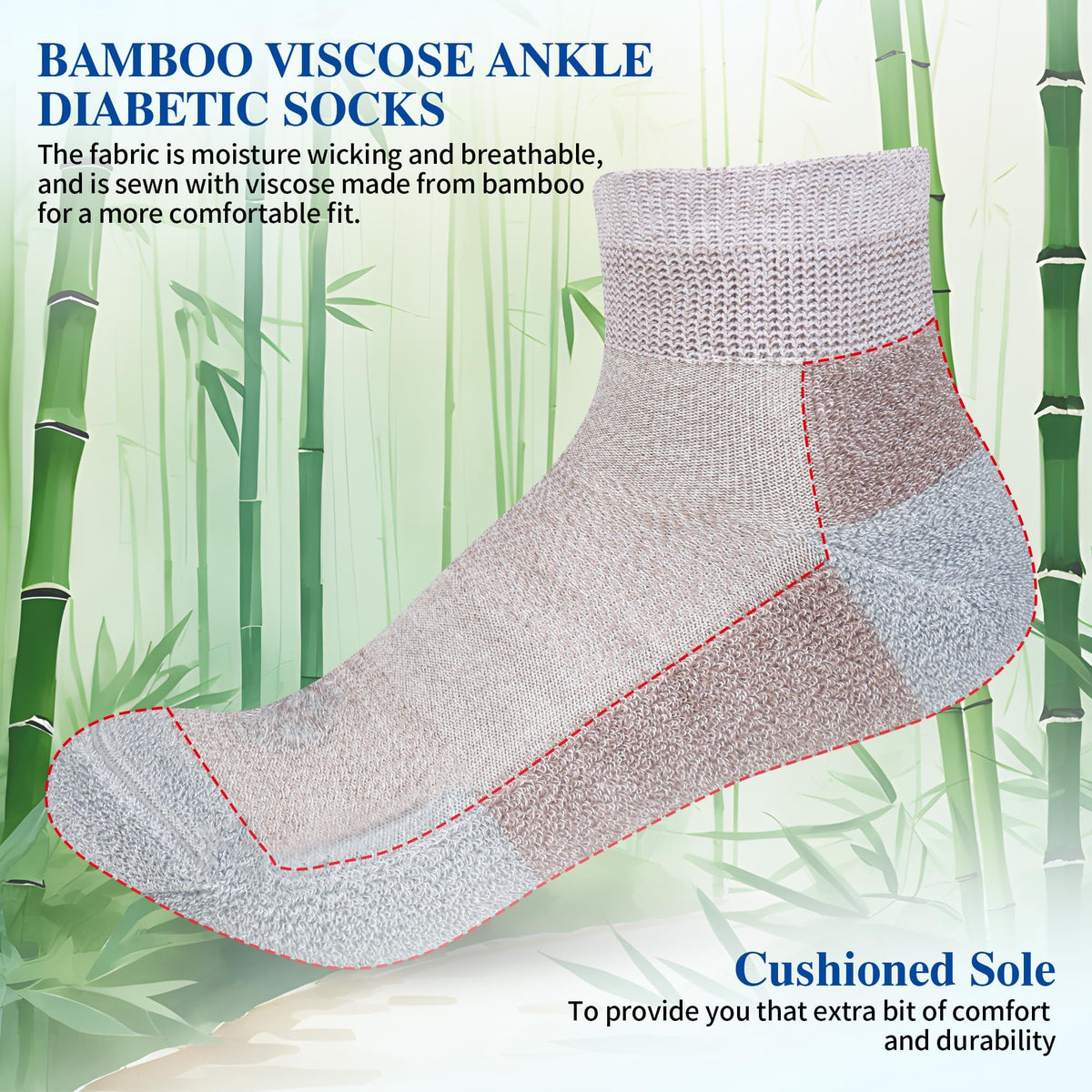 6 Pairs Ankle & 4 Pairs Low Cut Diabetic Socks V58148