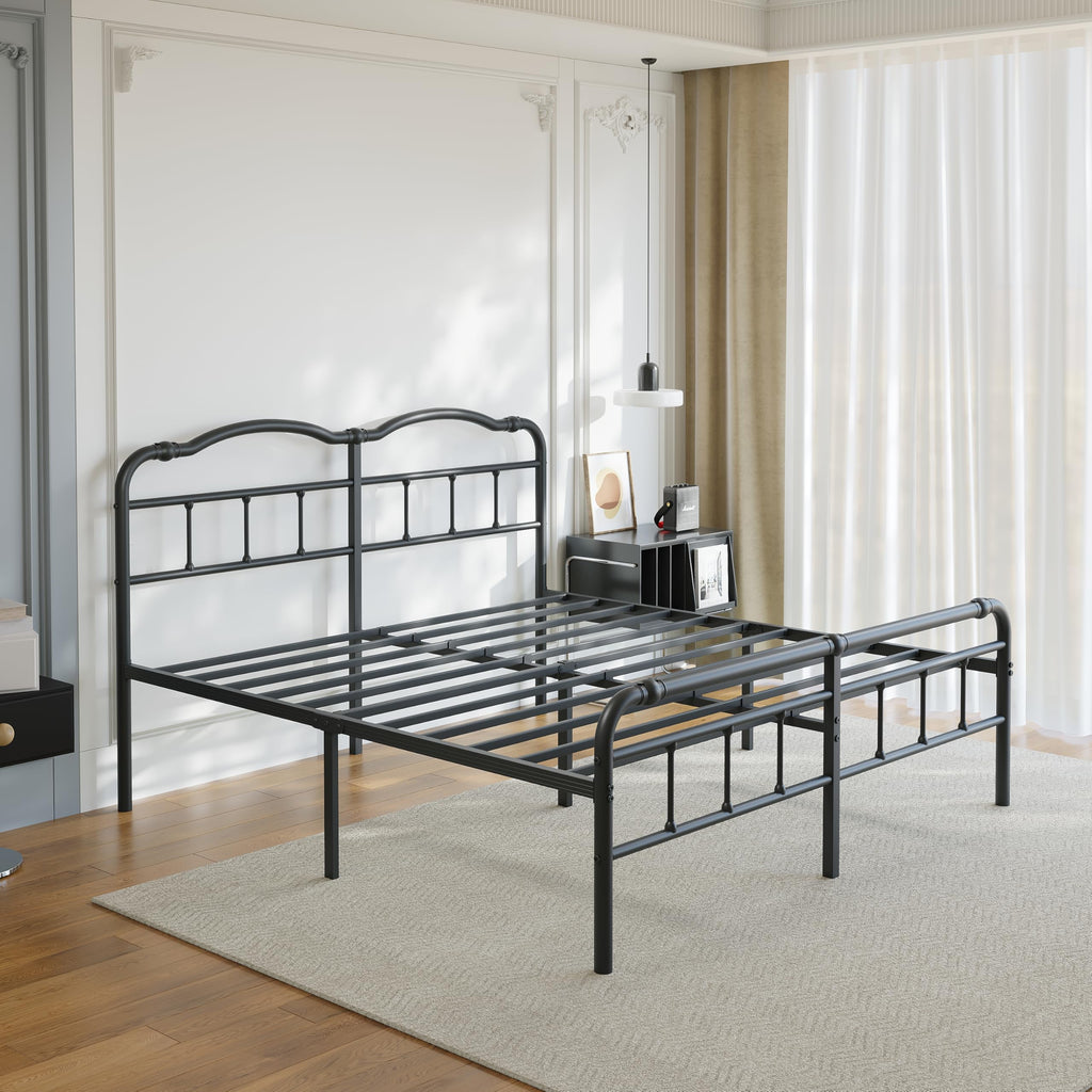 Queen Size 18 Inches Metal Bed Frame with Headboard Z409955