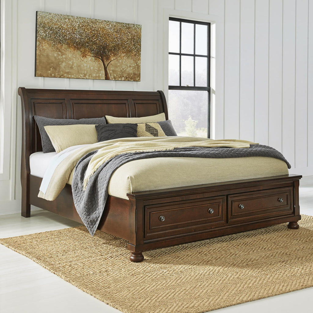 Cal King Sleigh Bed Frame with Storage H204
